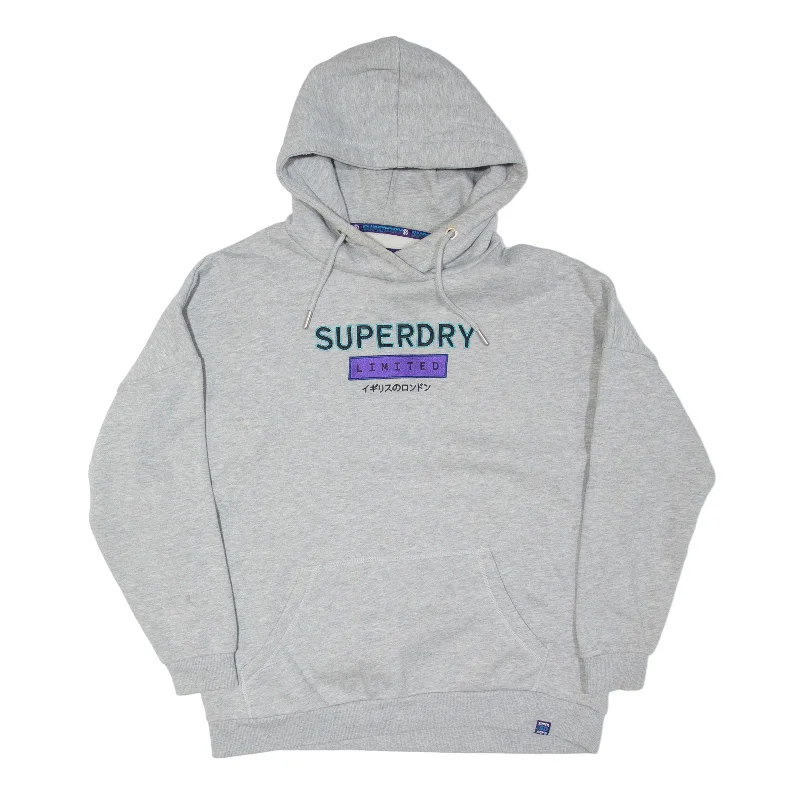 SUPERDRY Limited Sportswear Relaxed Fit Hoodie Grey Pullover Womens UK 12 Turtleneck Warm Pullover SUPERDRY Limited Sportswear Relaxed Fit Hoodie Grey Pullover Womens UK 12 Turtleneck Warm Pullover