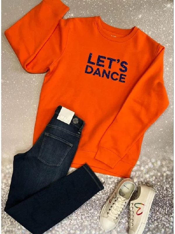 Say It With Songs T 'Let's Dance' Orange Sweatshirt Hoodie with V-Neck Classic Versatile