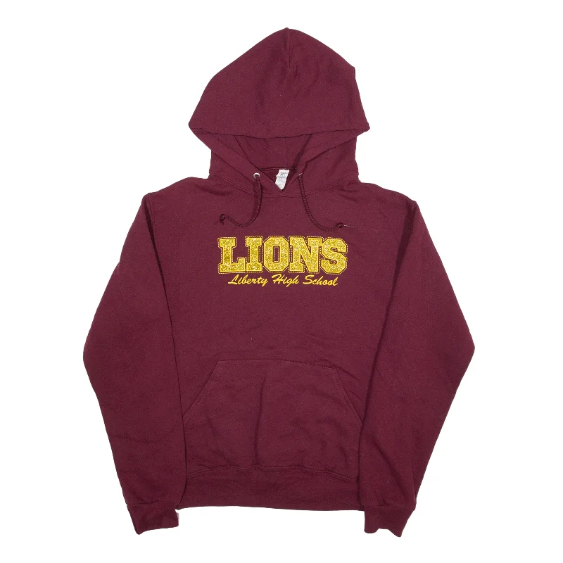JERZEES Lions Liberty High School USA Hoodie Red Pullover Womens S Cable Knit Chunky JERZEES Lions Liberty High School USA Hoodie Red Pullover Womens S Cable Knit Chunky