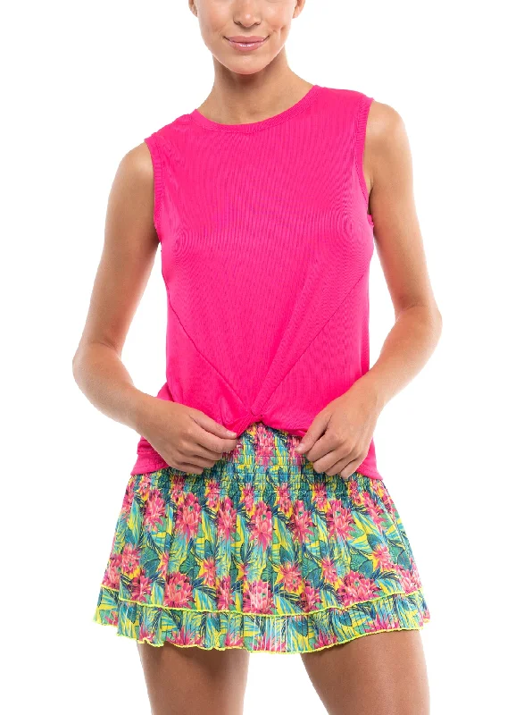 Ladies Lucky In Love Twist Front Tank charcoal tank top