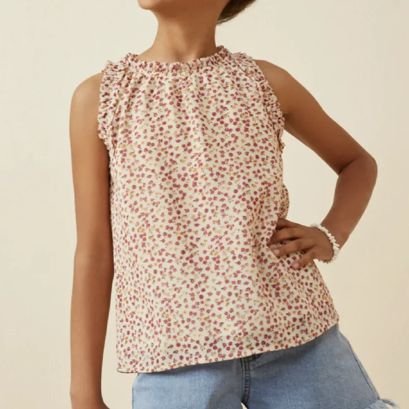 Girls Ruffle Detail Ditsy Tank sheer tank top