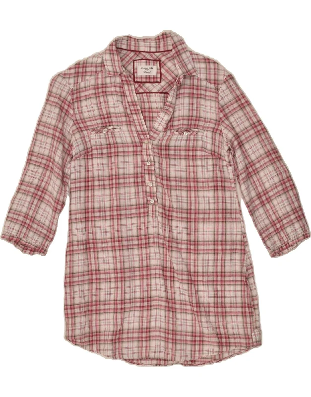 MASSIMO DUTTI Womens 3/4 Sleeve Pullover Shirt EU 36 XS Pink Check Cashmere Luxurious Pullover MASSIMO DUTTI Womens 3/4 Sleeve Pullover Shirt EU 36 XS Pink Check Cashmere Luxurious Pullover
