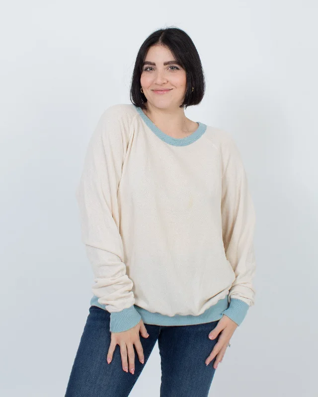 Cream Pullover Sweater Batwing Sleeve Top