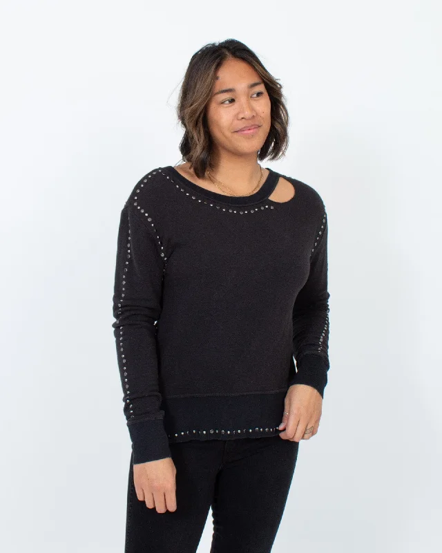 Studded Pullover Sweater Box Sleeve Comfort