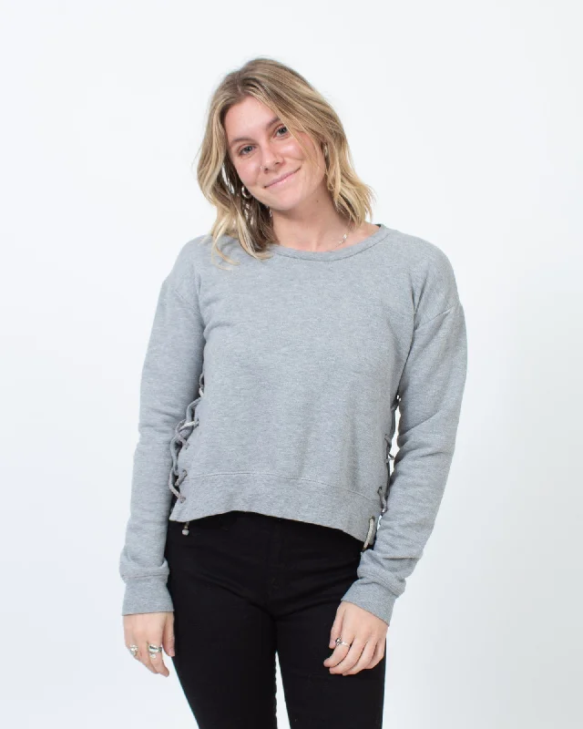 Grey Pullover Sweater Bishop Sleeve Elegant