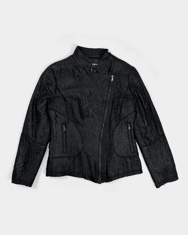 Armani Asymmetric Black Texture Jacket 2000's Knit Fabric Woven Fabric Fleece Fabric
