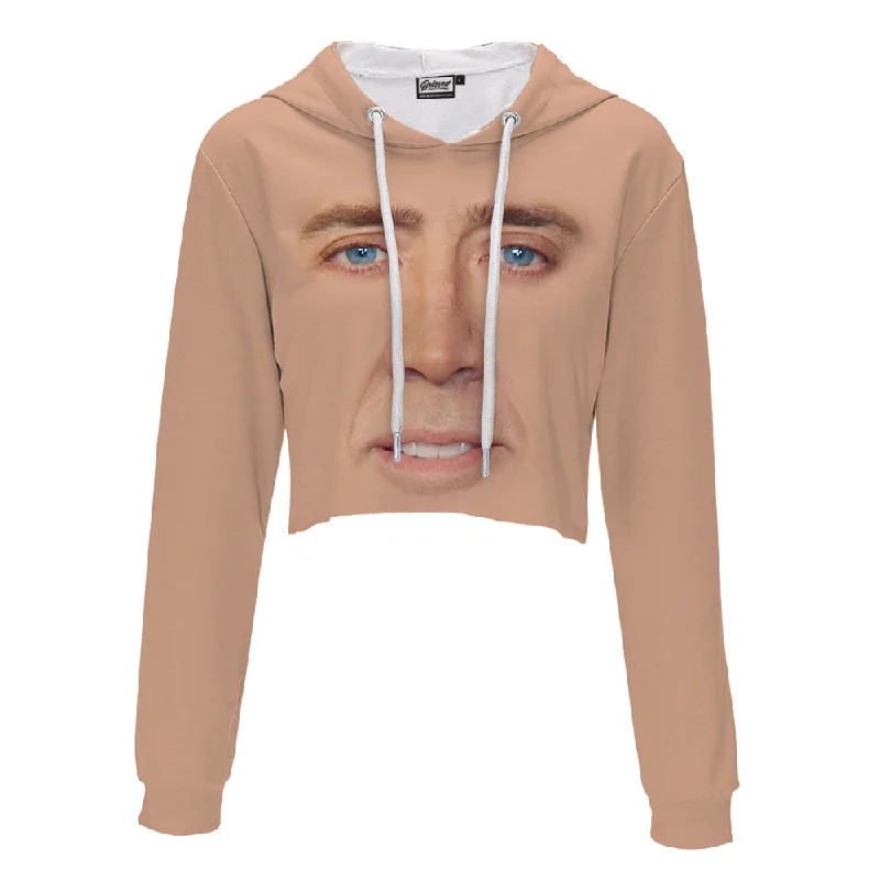 Cage Face Crop Hoodie Hoodie with Double Zipper Versatile Adjustable