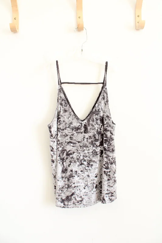 American Eagle Gray Crushed Velvet Tank Top mesh tank top