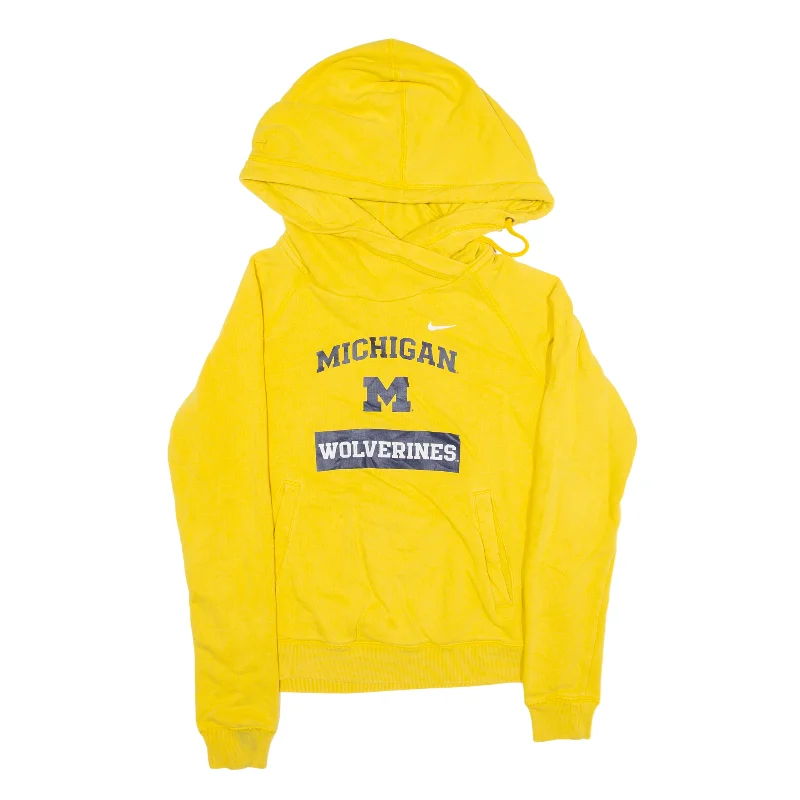 NIKE Michigan Wolverines USA Hoodie Yellow Pullover Womens S Thick Cable Knit