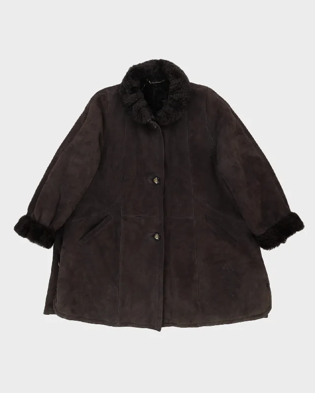 Grey Sheepskin Furlined Jacket - M / L Insulated Jacket Fitted Jacket Loose Jacket