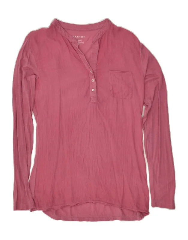 NAPAPIJRI Womens Graphic Pullover Shirt UK 10 Small Pink Notched Neck Pullover