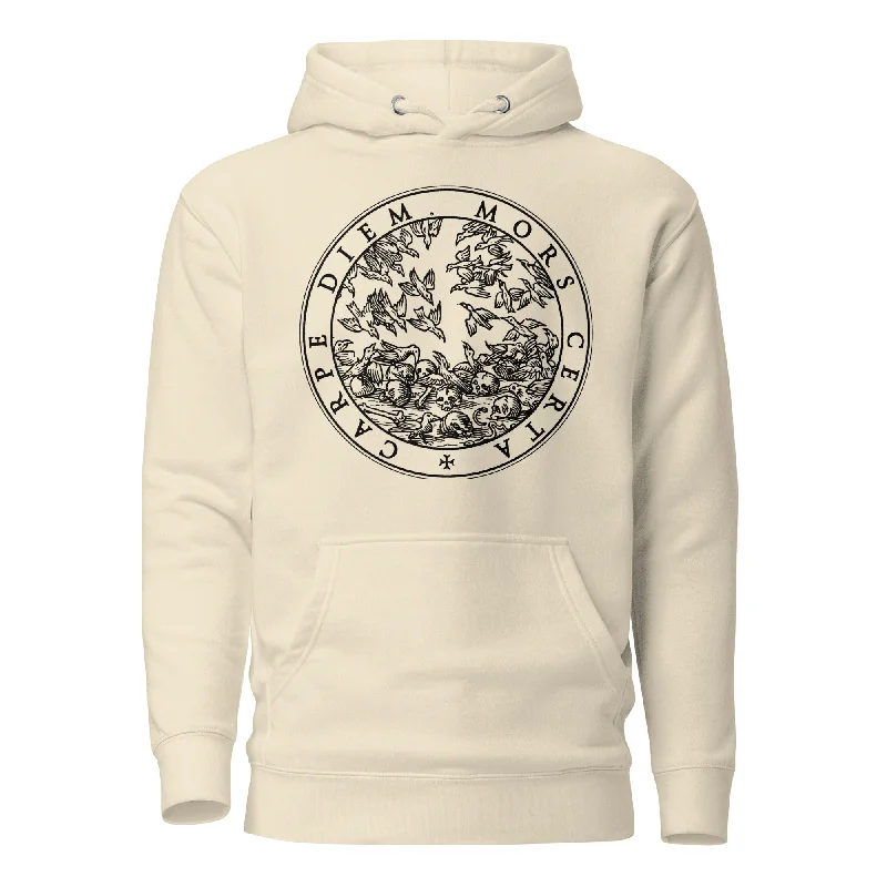 Seize the Day Death is Certain Motto Hoodie Hoodie with Snap Buttons Easy Quick