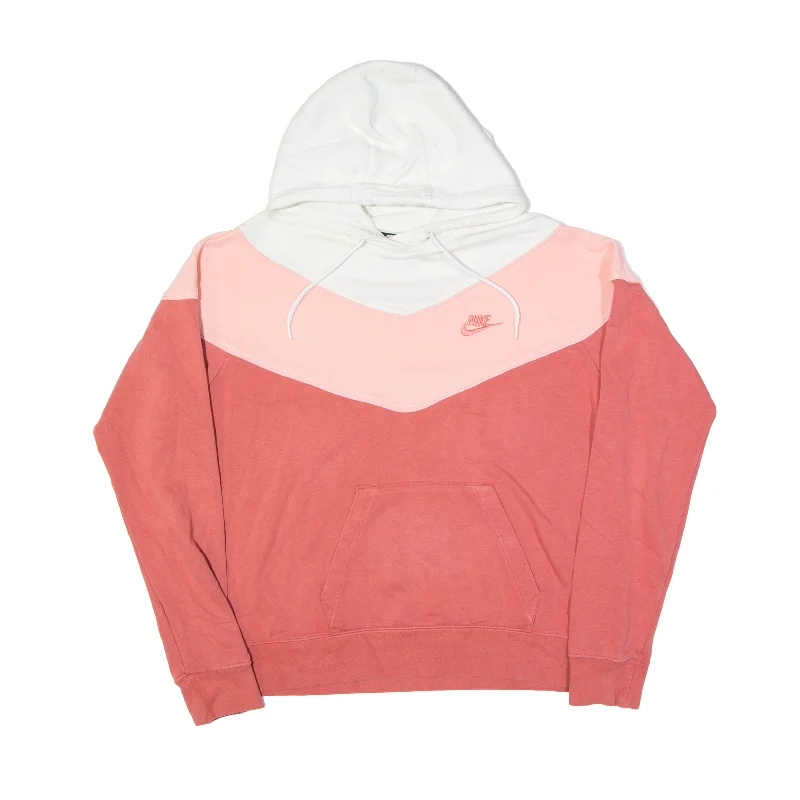 NIKE Hoodie Pink Pullover Womens M Set Sleeve Pullover
