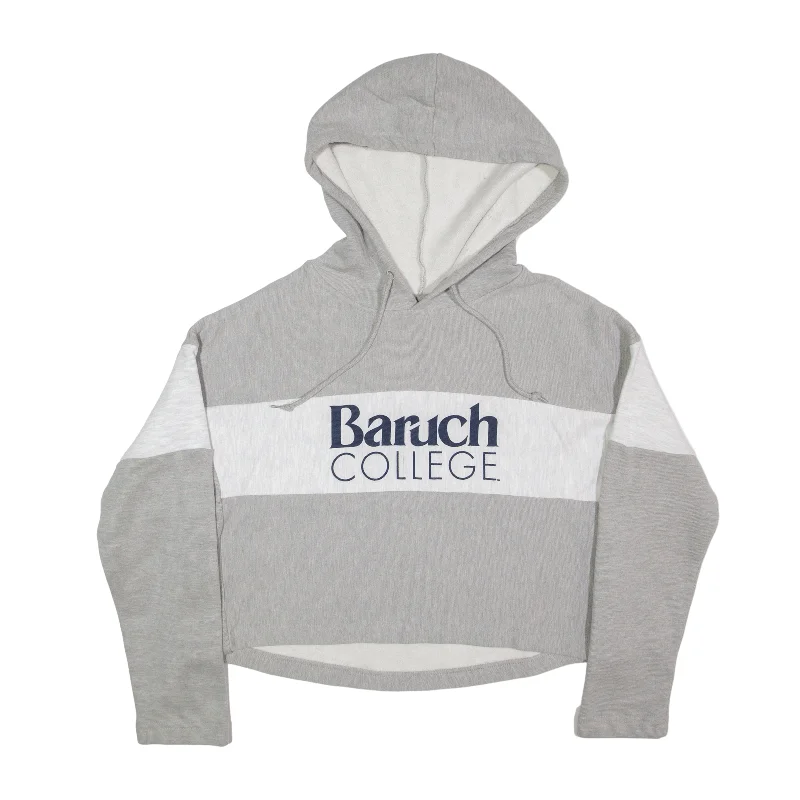 CHAMPION Reverse Weave Baruch College Hoodie Grey Pullover Womens M Set Sleeve Pullover