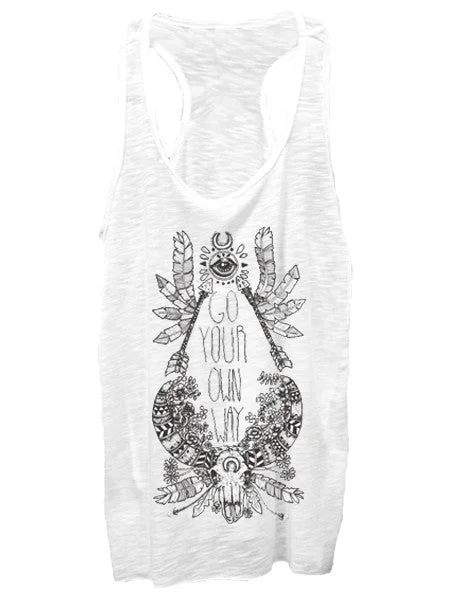Birdblack Go Your Own Way Tank Slub Racer Back Tank sexy tank top