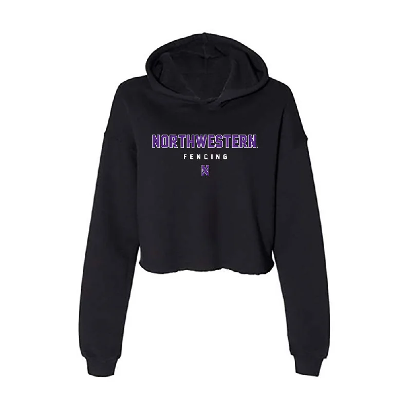 Northwestern - NCAA Women's Fencing : Karen Wang - Women's Crop Fleece Hoodie Hooded Sweatshirt Casual Wear Street Style Northwestern - NCAA Women's Fencing : Karen Wang - Women's Crop Fleece Hoodie Hooded Sweatshirt Casual Wear Street Style