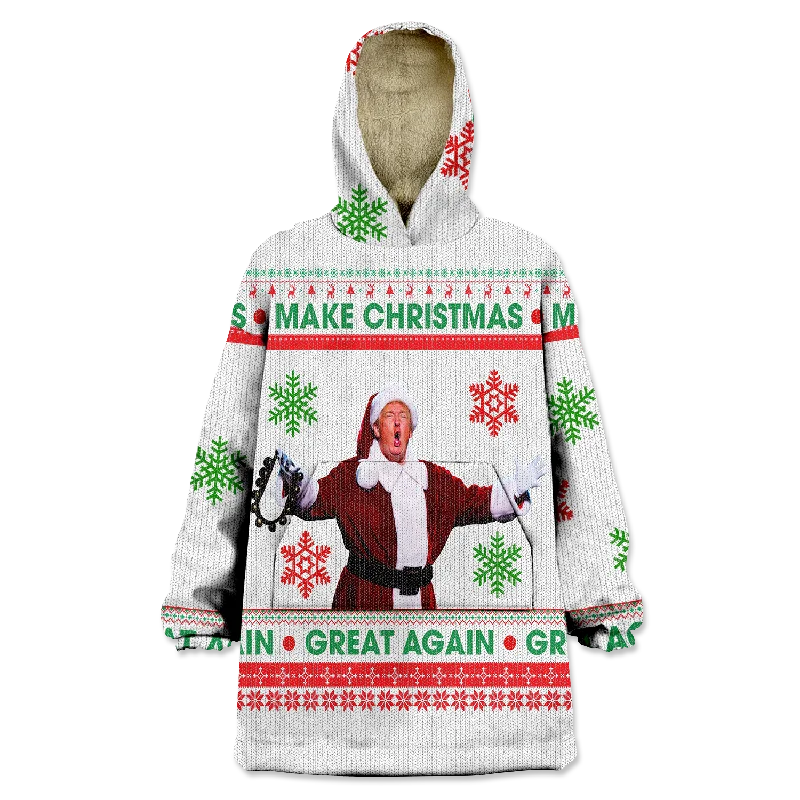 Make Christmas Great Again Wearable Blanket Hoodie Hoodie with Full-Zip Functional Layering Make Christmas Great Again Wearable Blanket Hoodie Hoodie with Full-Zip Functional Layering