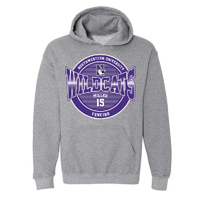 Northwestern - NCAA Women's Fencing : Sky Miller - Classic Fashion Shersey Hooded Sweatshirt Hoodie with Exposed Zipper Edgy Industrial Northwestern - NCAA Women's Fencing : Sky Miller - Classic Fashion Shersey Hooded Sweatshirt Hoodie with Exposed Zipper Edgy Industrial