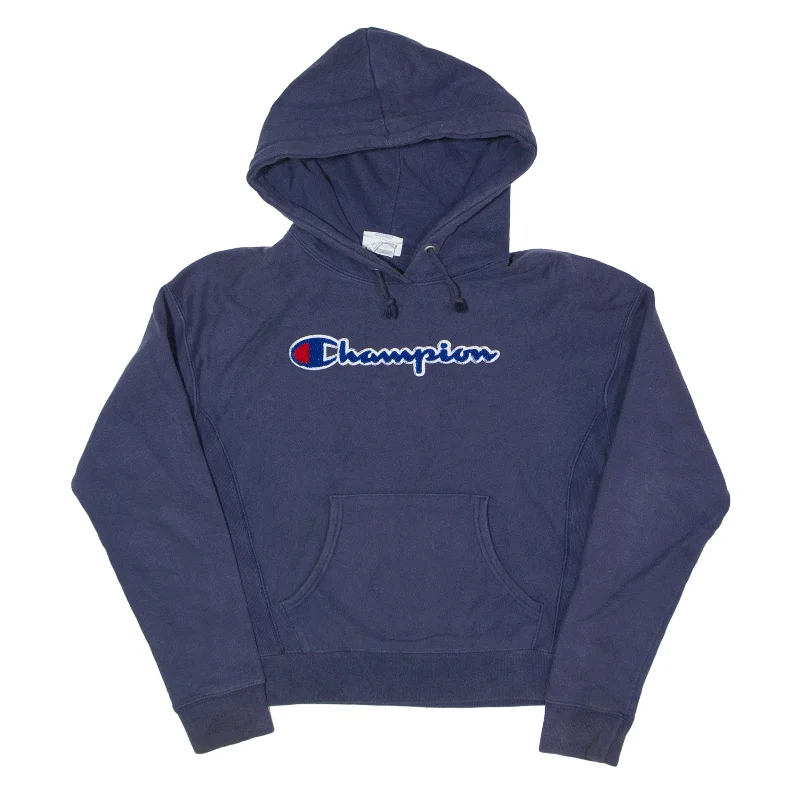 CHAMPION Reverse Weave Hoodie Blue Pullover Womens S Bishop Sleeve Elegant