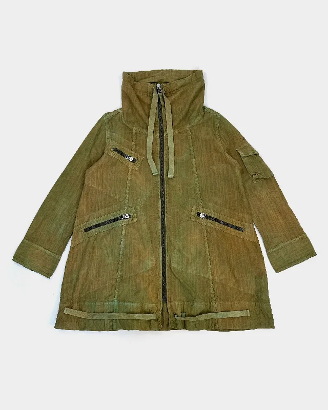 Diesel Utility Olive Green Light Jacket 2000's Satin Fabric Silk Fabric Chiffon Fabric