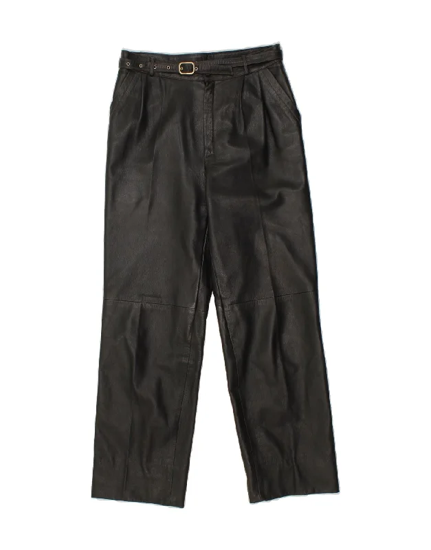 VINTAGE Womens Straight Chino Trousers IT 44 Medium W27 L27 Black Leather Trousers Essential Wardrobe VINTAGE Womens Straight Chino Trousers IT 44 Medium W27 L27 Black Leather Trousers Essential Wardrobe
