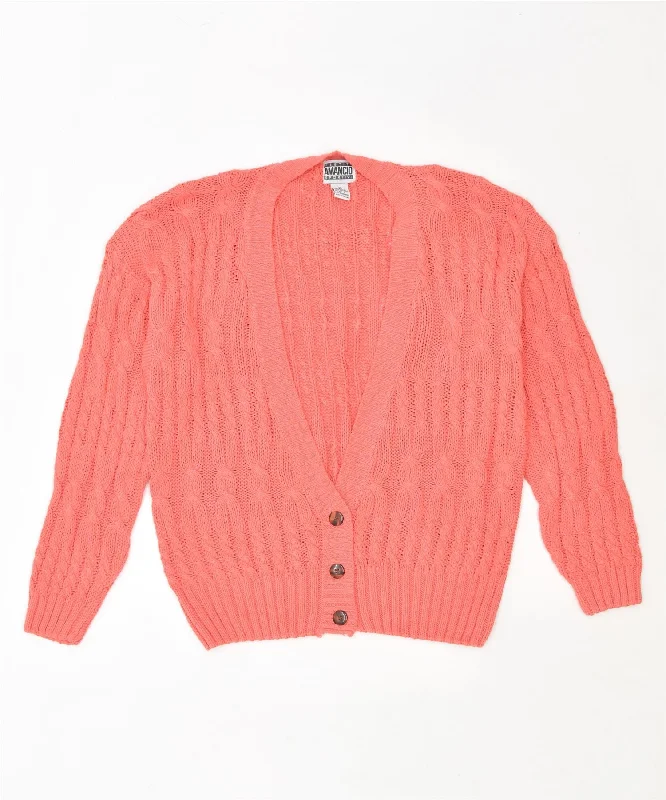 AMANCIO Womens Cardigan Sweater UK 16 Large Pink Ramie Vintage Chenille Brocade Lace AMANCIO Womens Cardigan Sweater UK 16 Large Pink Ramie Vintage Chenille Brocade Lace