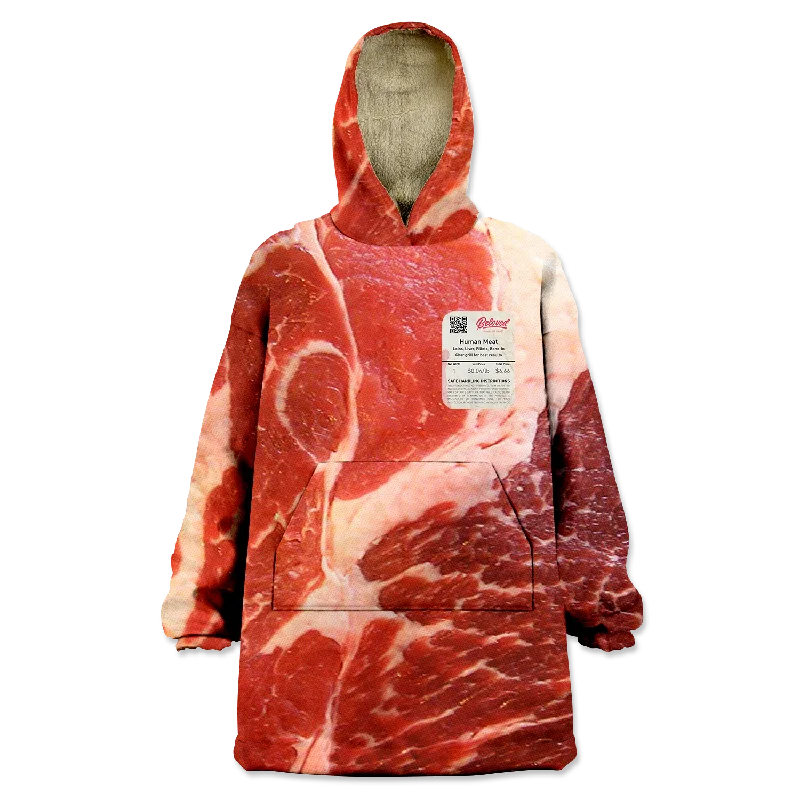 Human Meat Wearable Blanket Hoodie Hoodie with Color Block Contrast Stylish