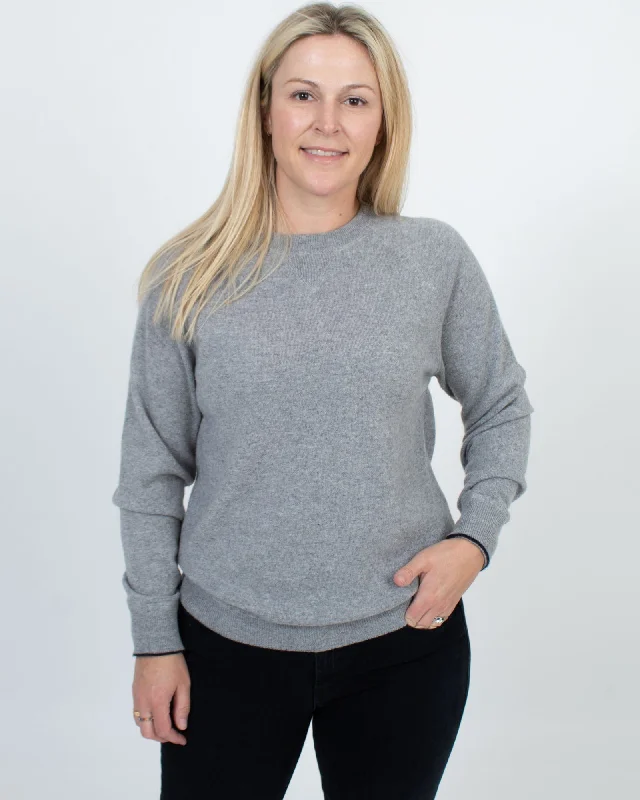 Crewneck Pullover Sweater Flutter Sleeve Feminine