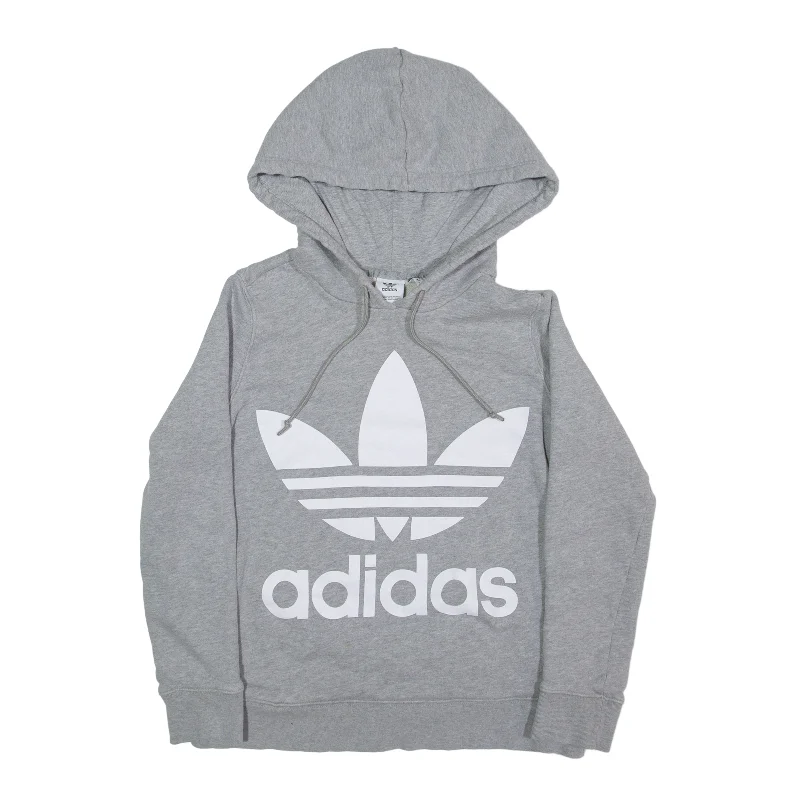 ADIDAS Hoodie Grey Pullover Womens UK 6 Short Sleeve Top