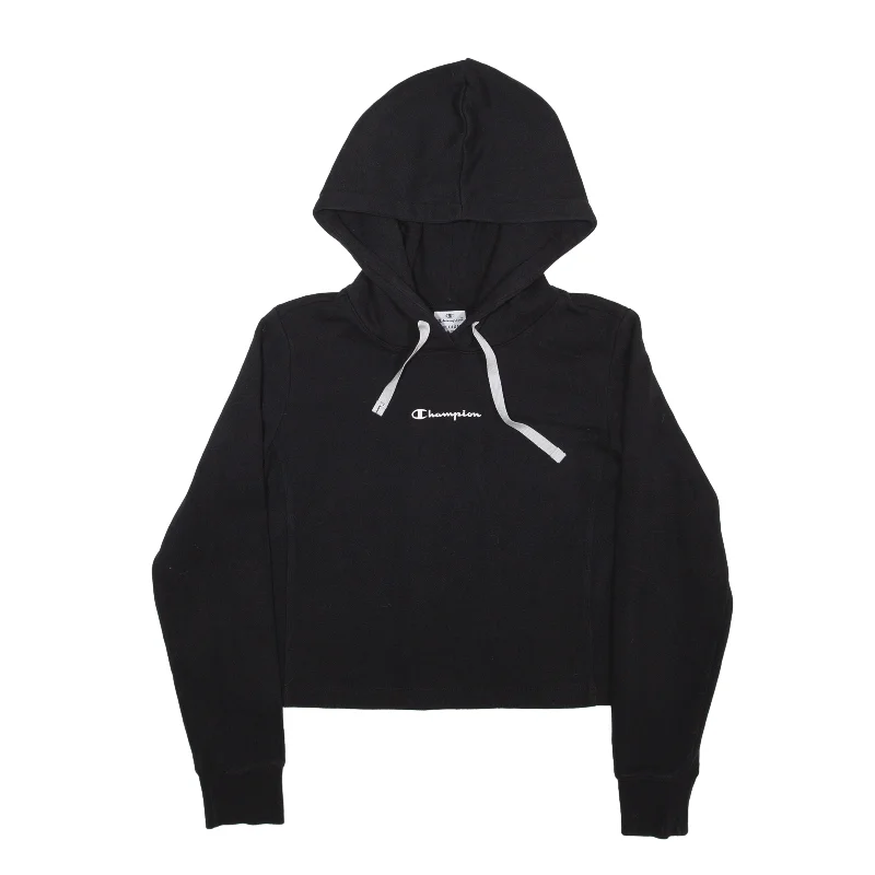 CHAMPION Crop Hoodie Black Pullover Womens M Wide Sleeve Pullover