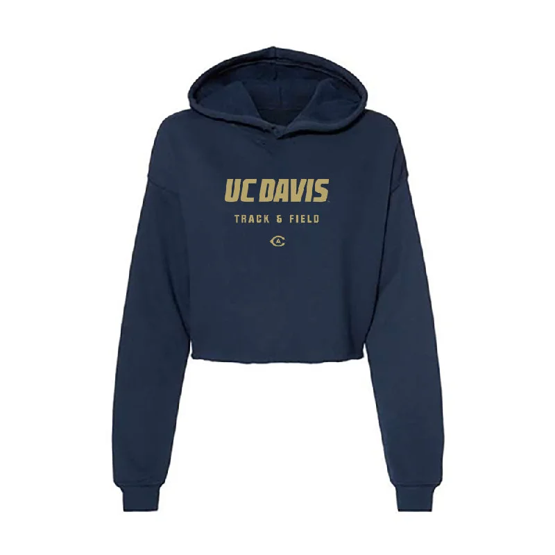 UC Davis - NCAA Women's Track & Field : Chinyere Egbuziem - Women's Crop Fleece Hoodie Hoodie with Neon Bright Vibrant