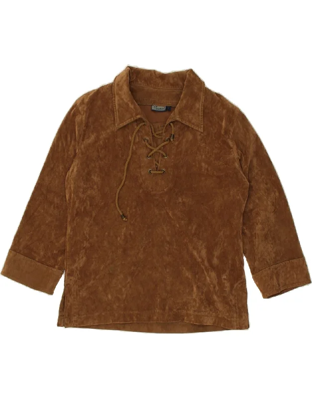 TOM TOMPSON Womens 3/4 Sleeve Pullover Shirt UK 14 Large Brown Polyester Leg Sleeve Comfort TOM TOMPSON Womens 3/4 Sleeve Pullover Shirt UK 14 Large Brown Polyester Leg Sleeve Comfort
