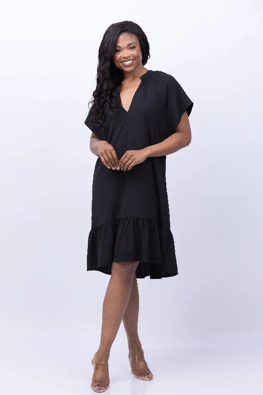 Brochu Walker The Seda Flutter Sleeve Dress in Black Onyx