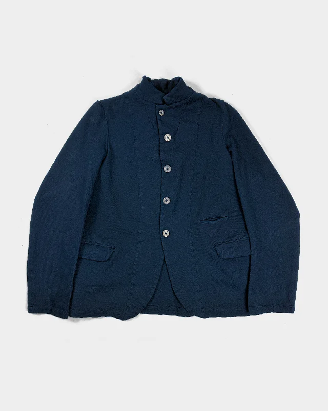 Comme des Garçons Button-Up Navy Blue Jacket S/S 2000 Zippered Front Buttoned Front Snap Front