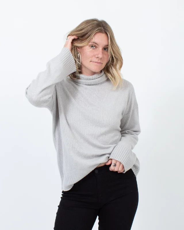 Pullover Turtleneck Sweater Lantern Sleeve Elegant