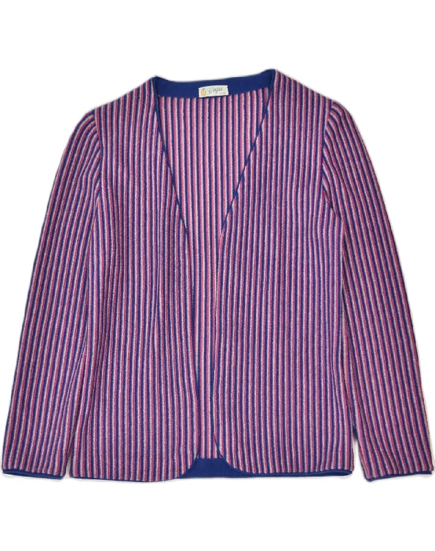 GUJA Womens Cardigan Sweater UK 10 Small Purple Striped Chenille Blend Fleece Blend Nylon Blend GUJA Womens Cardigan Sweater UK 10 Small Purple Striped Chenille Blend Fleece Blend Nylon Blend