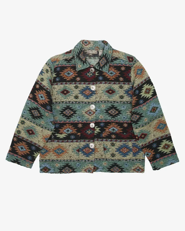 Navajo Inspired Patterned Cotton Jacket - S Fleece Fabric Down Fabric Feather Fabric