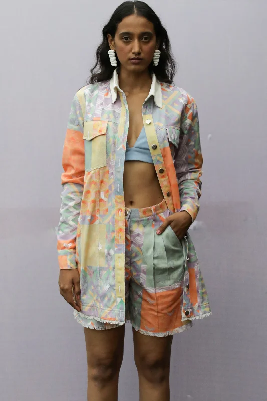 Hand-embroidered Multi-Geo Denim Balmacaan Jacket Wool Jacket Cashmere Jacket Tweed Jacket Hand-embroidered Multi-Geo Denim Balmacaan Jacket Wool Jacket Cashmere Jacket Tweed Jacket