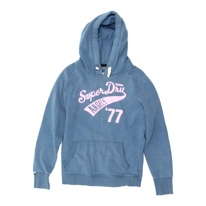 Superdry Angels Womens Blue Pullover Hoodie | Vintage Designer Hoody VTG Zipper Front Cardigan Superdry Angels Womens Blue Pullover Hoodie | Vintage Designer Hoody VTG Zipper Front Cardigan