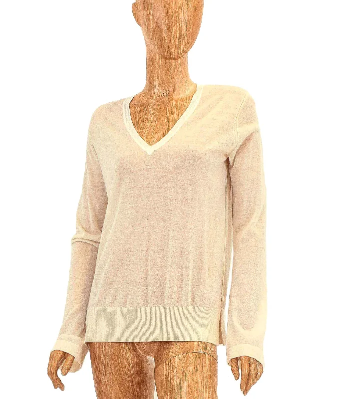 Sheer Cashmere Pullover Peter Pan Collar