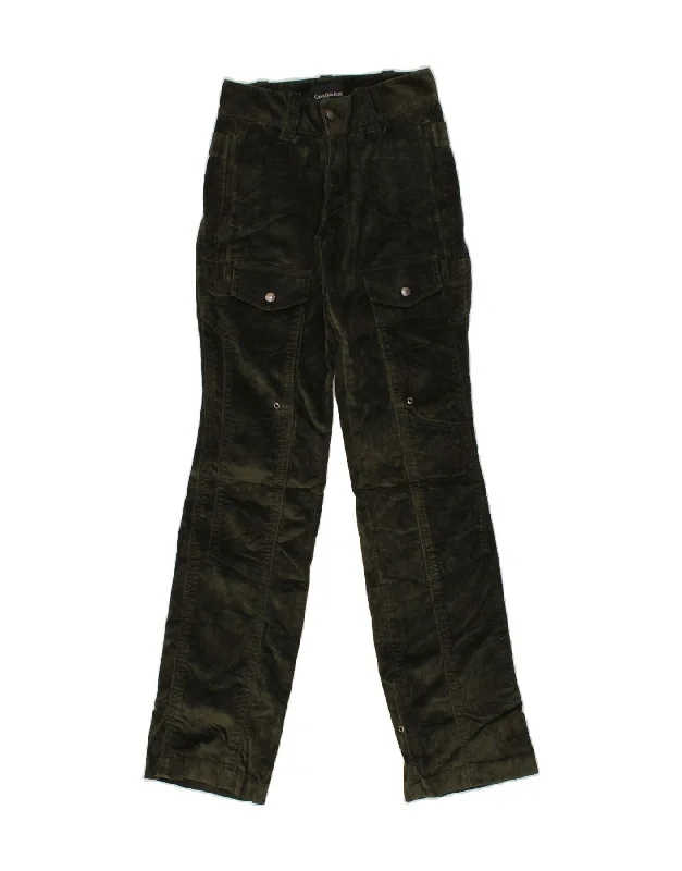CALVIN KLEIN Womens Straight Cargo Trousers W24 L34 Khaki Cotton Trousers luxurious high-end CALVIN KLEIN Womens Straight Cargo Trousers W24 L34 Khaki Cotton Trousers luxurious high-end