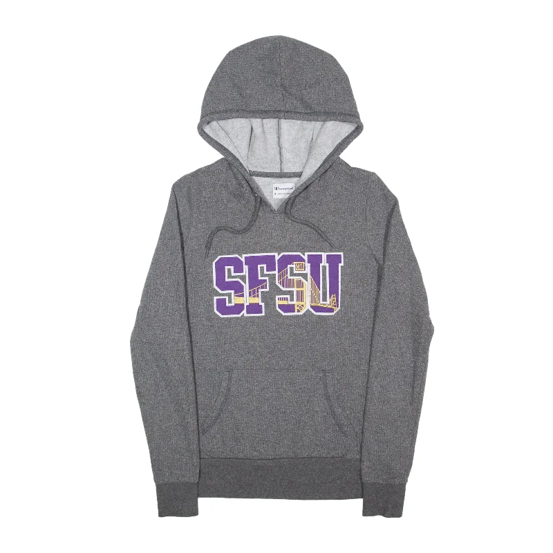 CHAMPION San Francisco State University USA Hoodie Grey Pullover Womens S Short Sleeve Top