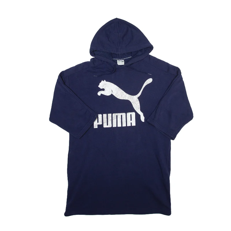 PUMA Oversized Short sleeve Hoodie Blue Pullover Womens S Halter Neck Top