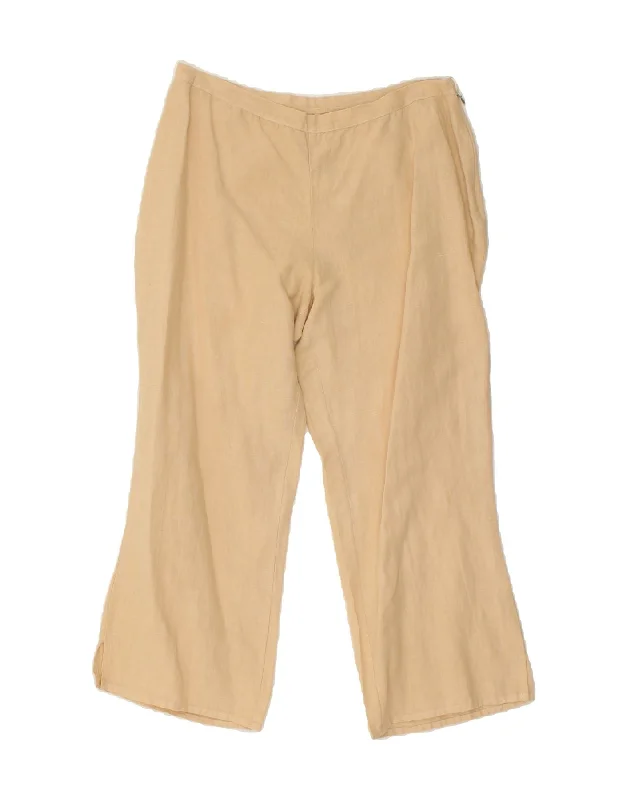 VINTAGE Womens Straight Casual Trousers Medium W30 L23 Beige Linen Trousers Travel Practical VINTAGE Womens Straight Casual Trousers Medium W30 L23 Beige Linen Trousers Travel Practical