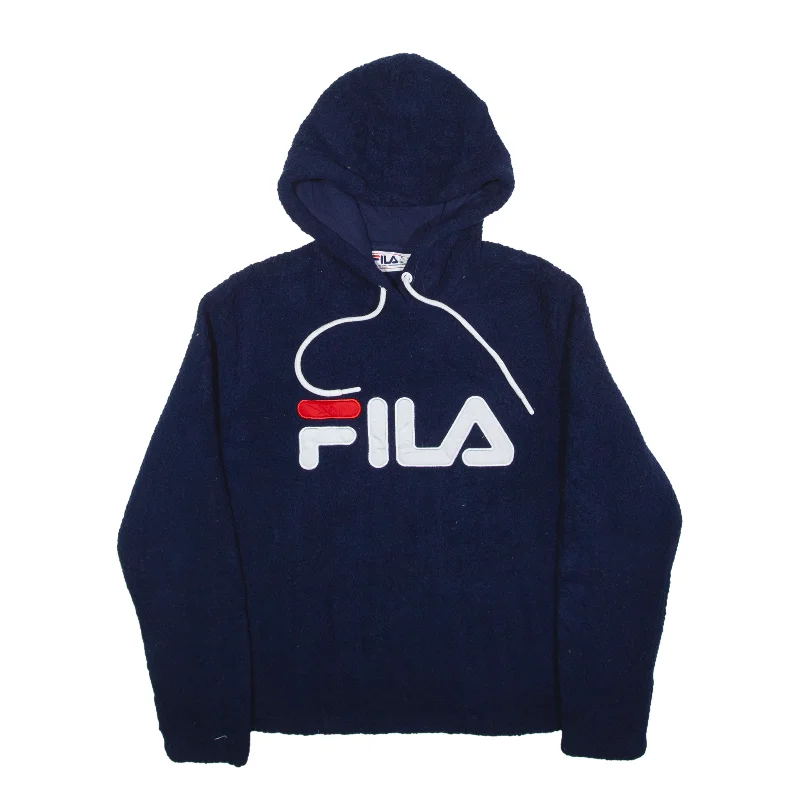 FILA Fleece Hoodie Blue Pullover Womens S Fine Merino Wool