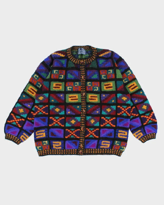 Vintage Women's Unique Patterned Alpaca Wool Cardigan - L Cashmere Blend Cotton Blend Poly Blend Vintage Women's Unique Patterned Alpaca Wool Cardigan - L Cashmere Blend Cotton Blend Poly Blend