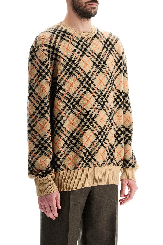 Burberry Cashmere Check Pullover Swe Solo Sleeve Pullover