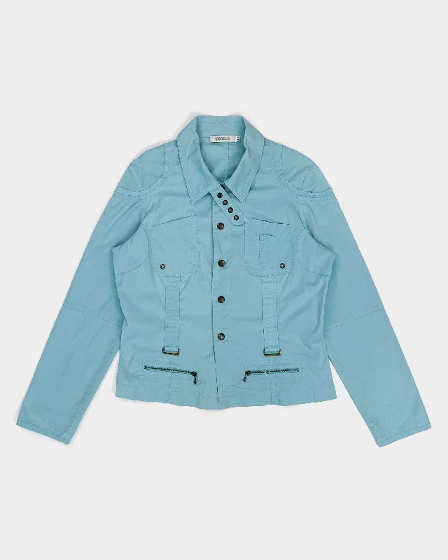 Voodoo Baby Blue Light Jacket 1990's Ribbed Jacket Pleated Jacket Ruffled Jacket