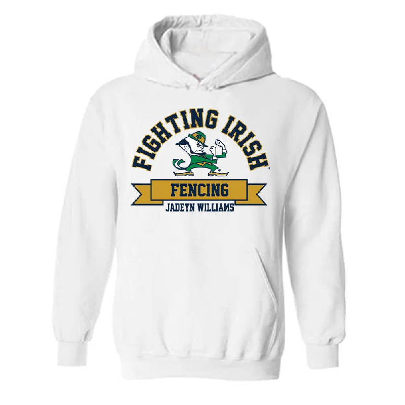 Notre Dame - NCAA Women's Fencing : Jadeyn Williams - Classic Fashion Shersey Hooded Sweatshirt Hoodie with Pattern Geometric Abstract Notre Dame - NCAA Women's Fencing : Jadeyn Williams - Classic Fashion Shersey Hooded Sweatshirt Hoodie with Pattern Geometric Abstract