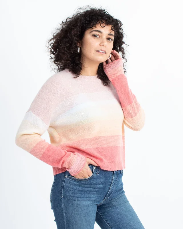 Striped Cashmere Pullover Sweater Shawl Collar Sweater